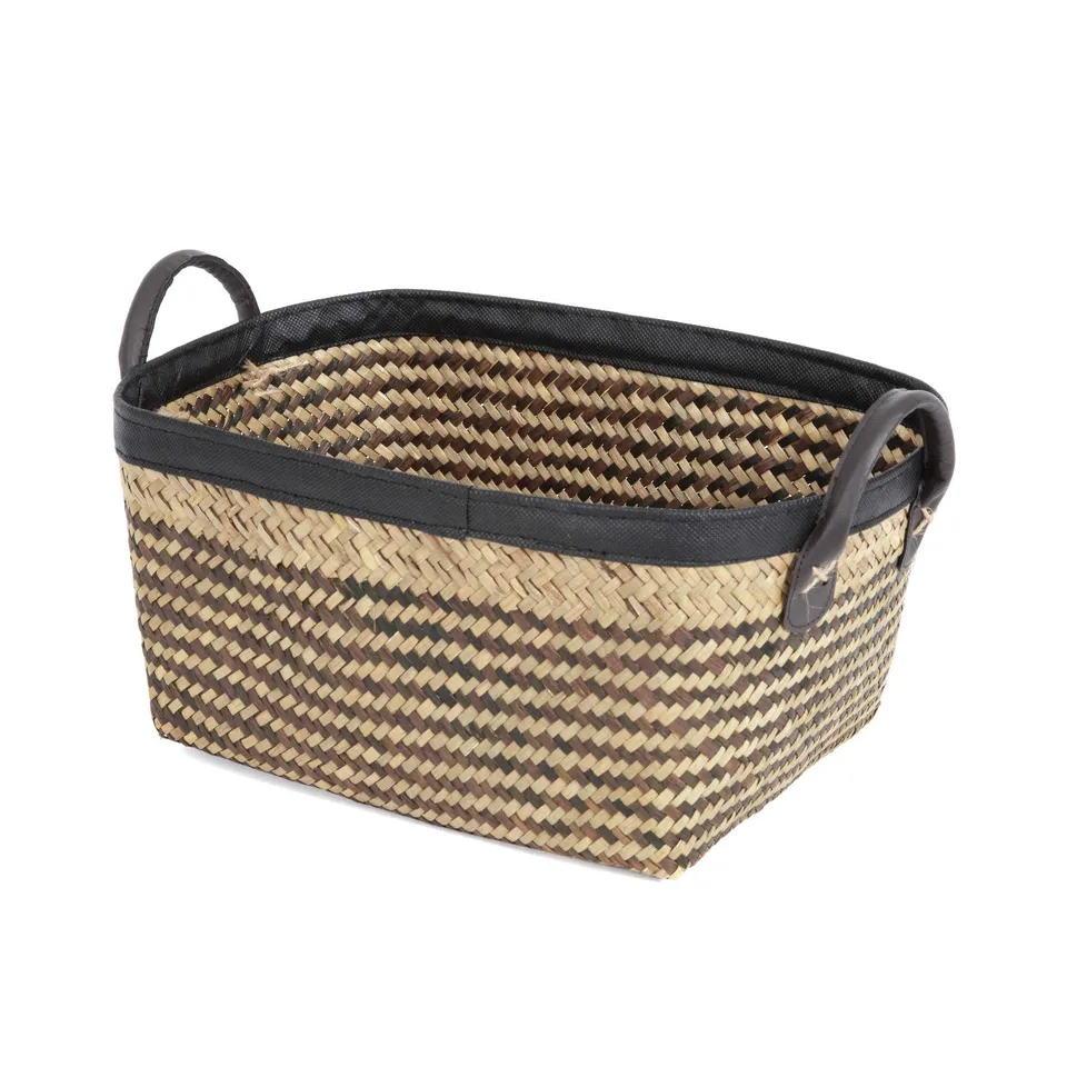 compactor-padang-ran6540-petit-panier-jonc-tress-brun-et-noir-28-x-23-x-15-5-cm image 1