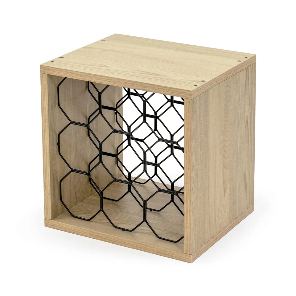 compactor-medoc-cube-vin-9-bouteilles-bois-et-acier-brun-noir image 1