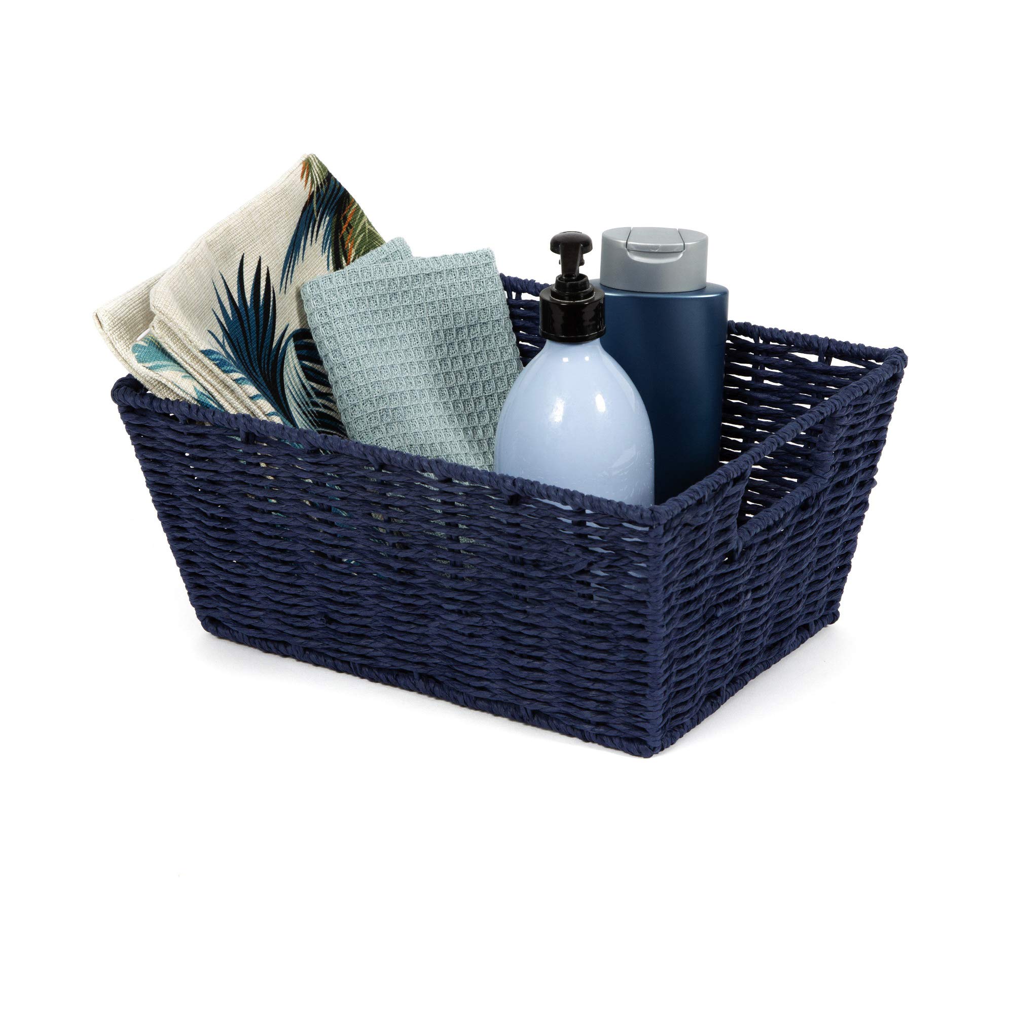 compactor-panier-de-rangement-rectangulaire-papier-tress-bleu-marine-31x24xh14-c image 4