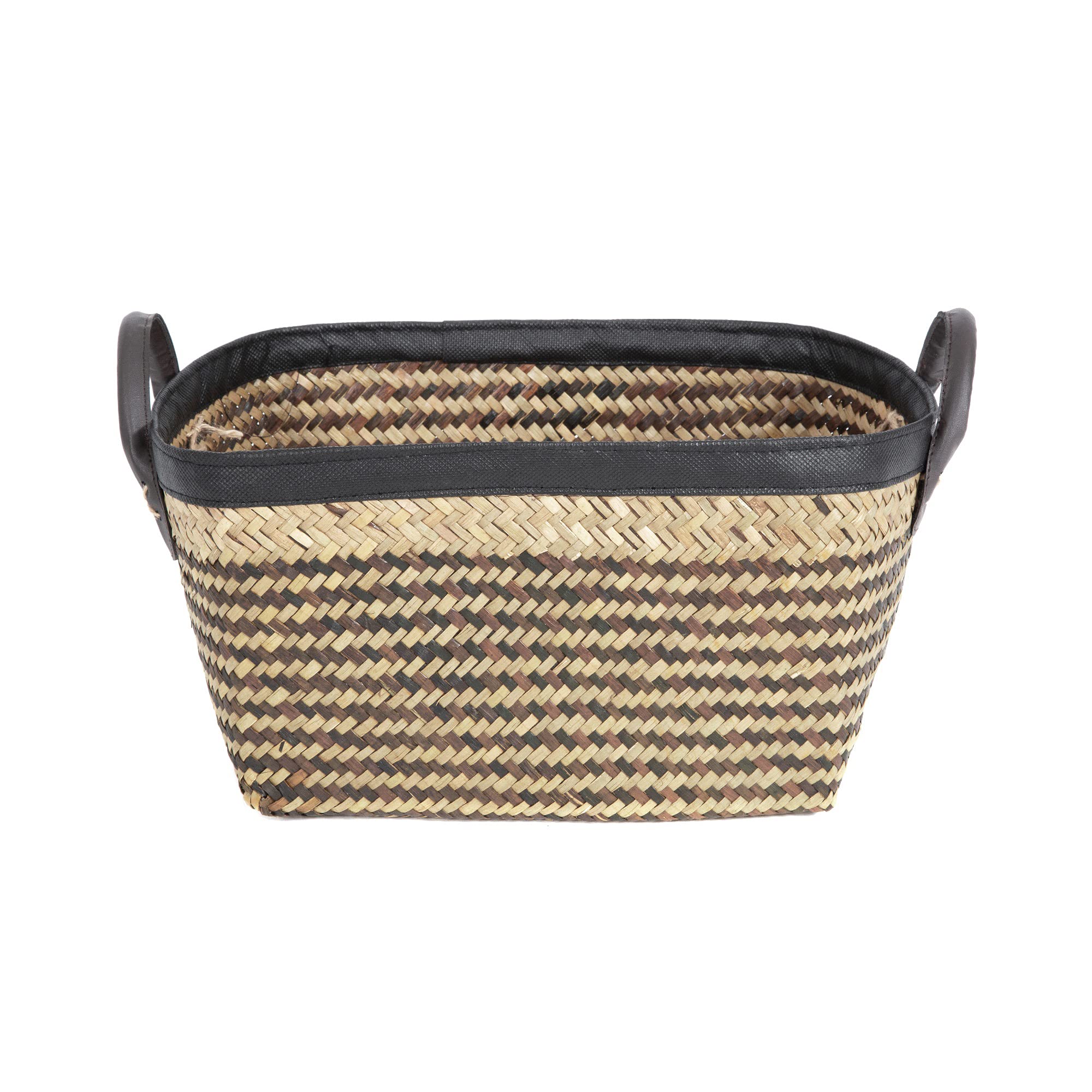 compactor-padang-ran6540-petit-panier-jonc-tress-brun-et-noir-28-x-23-x-15-5-cm image 2