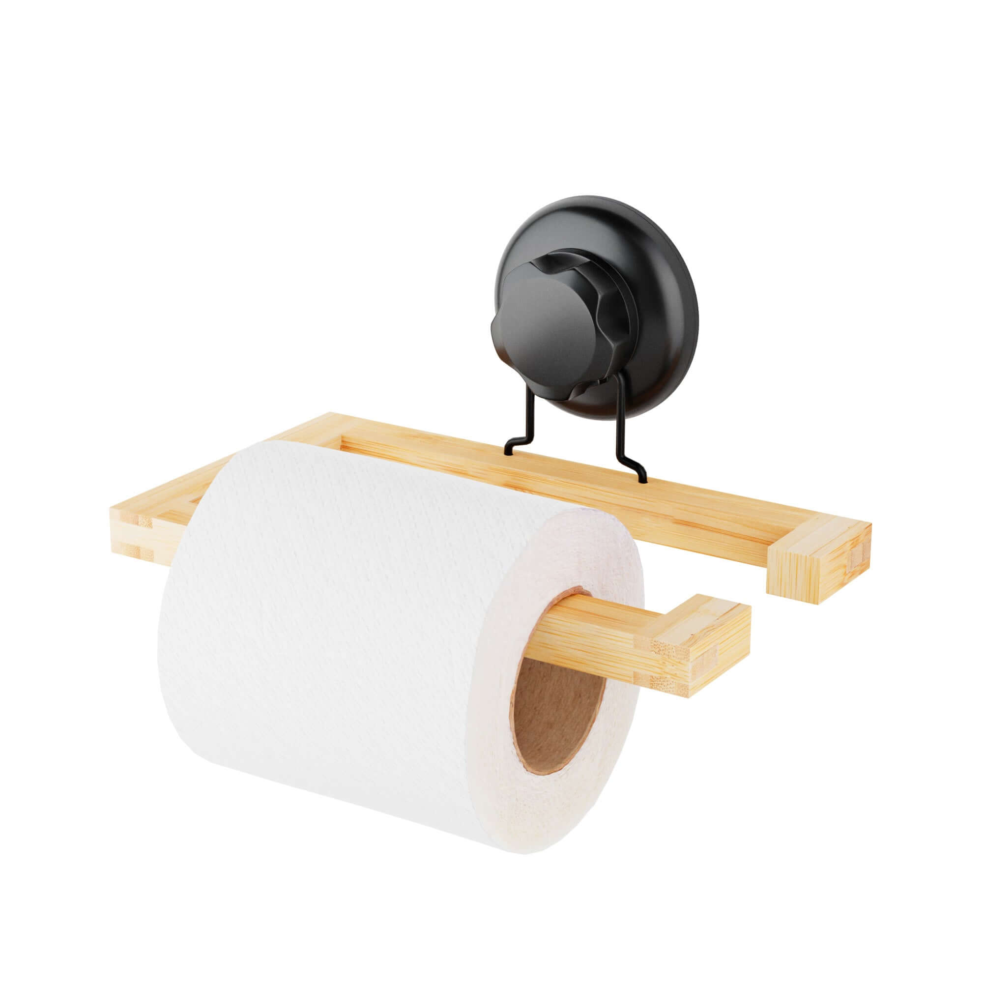 compactor-bestlock-spa-porte-papier-toilette-ventouse-bambou-noir-et-naturel image 2