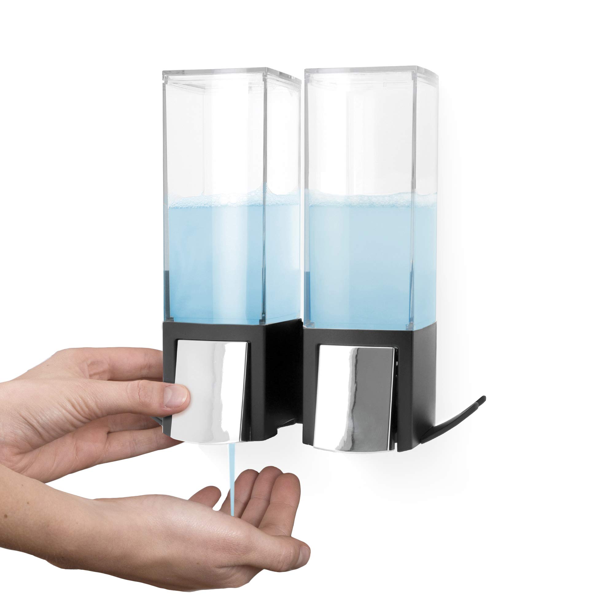 compactor-double-distributeur-de-savon-mural-2-x-500-ml-noir-et-chrome image 3
