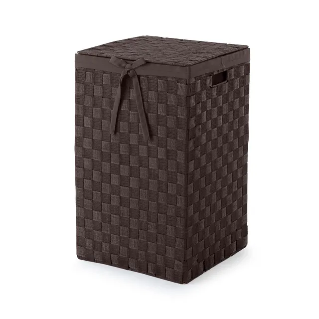 compactor-stan-panier-linge-carr-avec-couvercle-marron-30x30x50-cm image 1