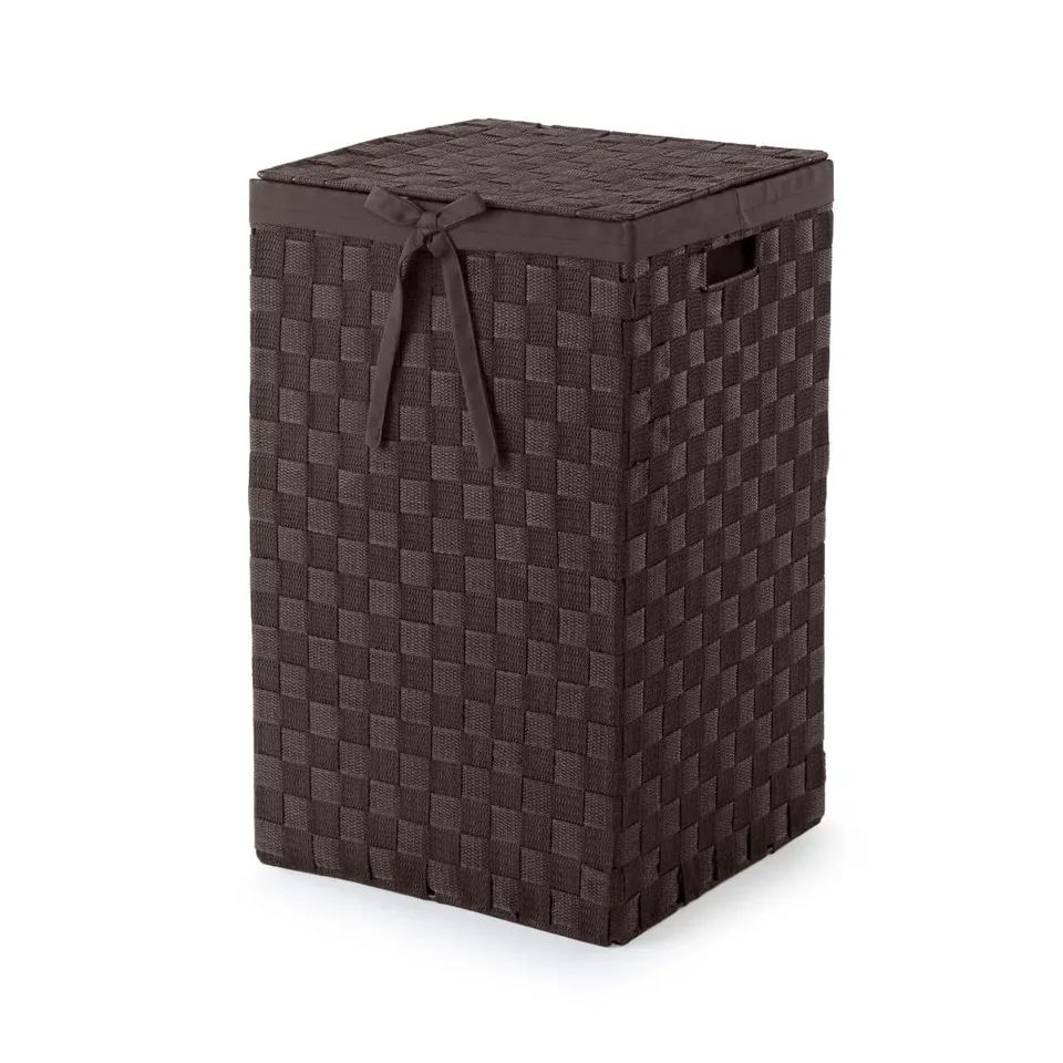 compactor-stan-panier-linge-carr-avec-couvercle-marron-30x30x50-cm image 1