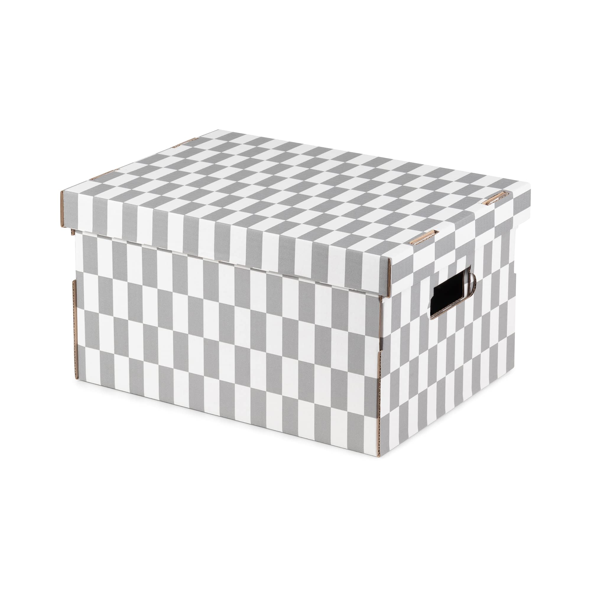 compactor-lot-de-2-bo-tes-de-rangement-carton-check-gris-40x31x21cm image 3