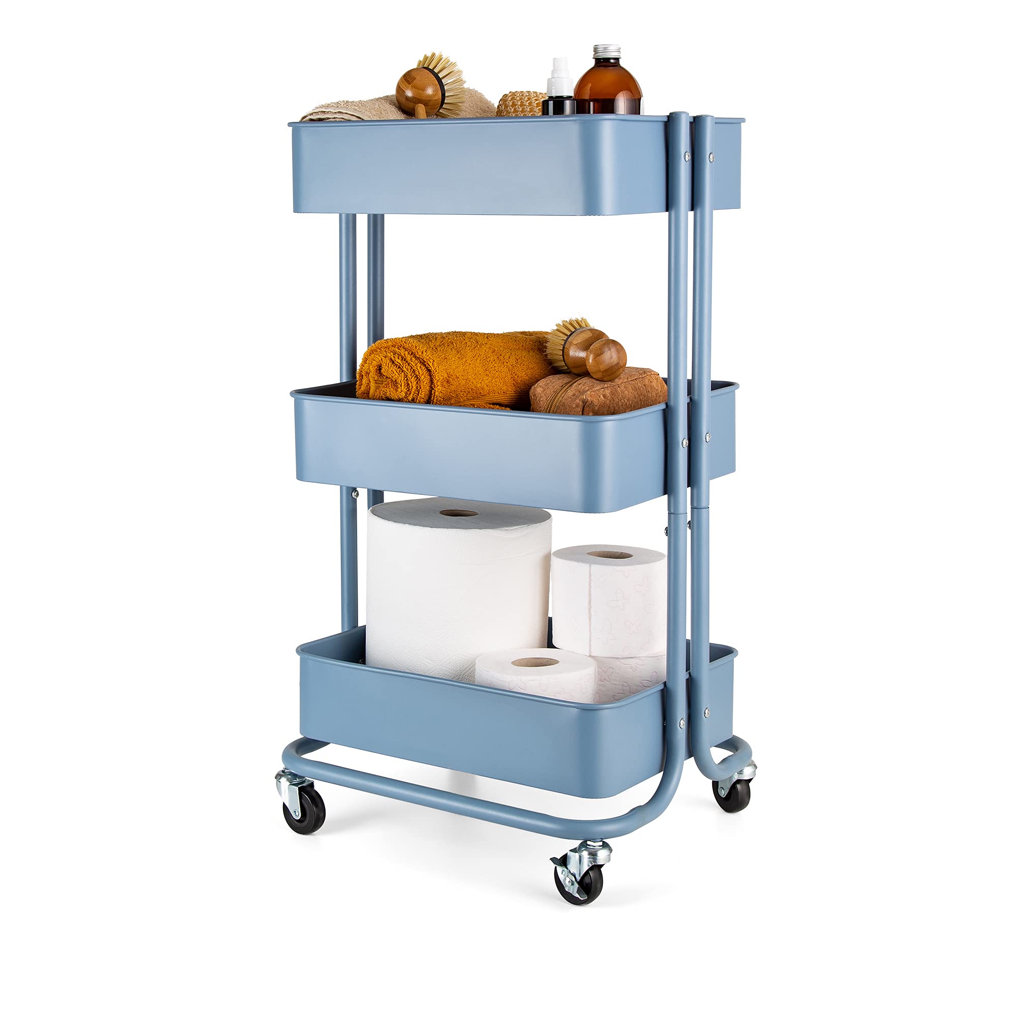 compactor-grena-chariot-de-rangement-salle-de-bain-3-tag-res-roulettes-bleu image 2