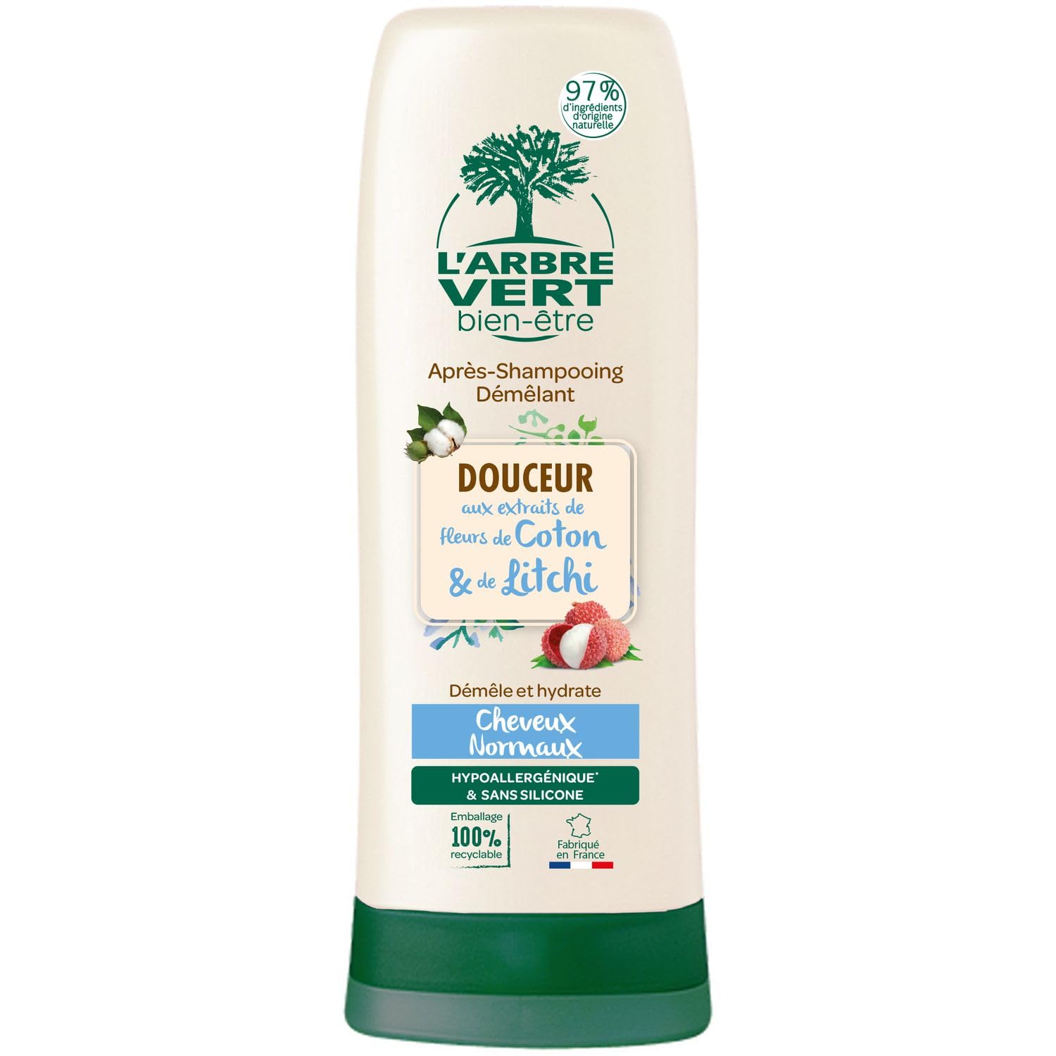 l-arbre-vert-bien-tre-apr-s-shampooing-douceur-fleurs-de-coton-et-litchi-250ml image 1